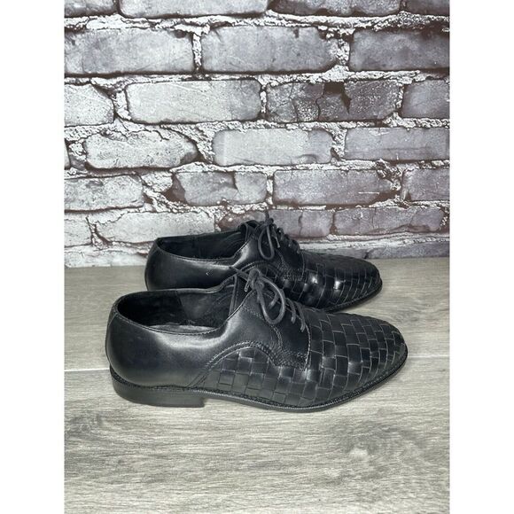 PARAGON Black Leather Basketweave Woven Weave Dress Lace Shoes Men Sz 8M US/41EU main image 13